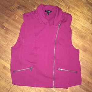 Torrid 1 Cranberry asymmetrical Moto vest
